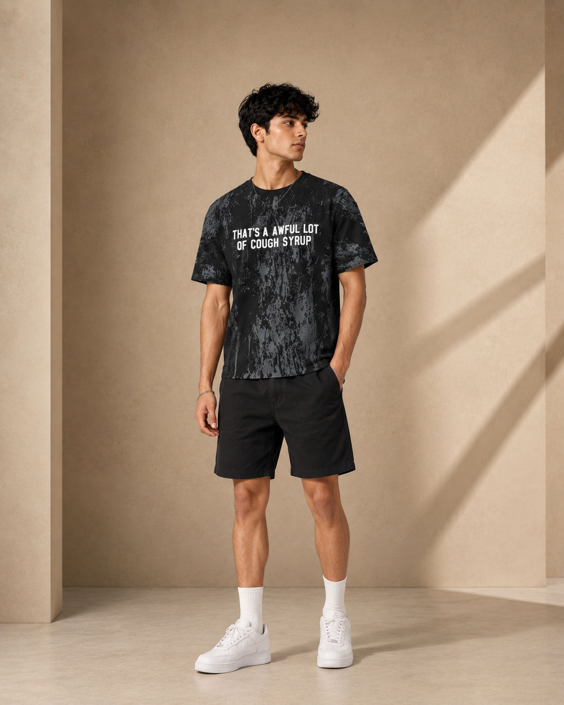UrbanFit Men's White Graphic Oversized T-Shirt – Premium Streetwear Casual Tee