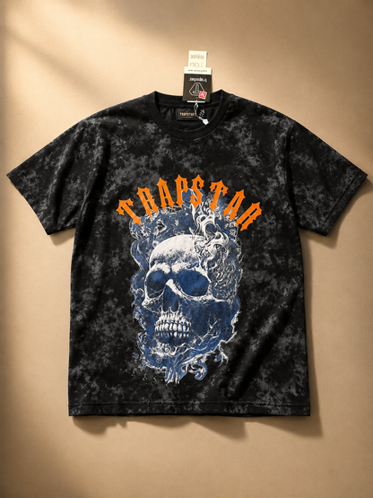 UrbanFit Men's White Acid Wash Skull Graphic Oversized T-Shirt – Premium Streetwear Tee