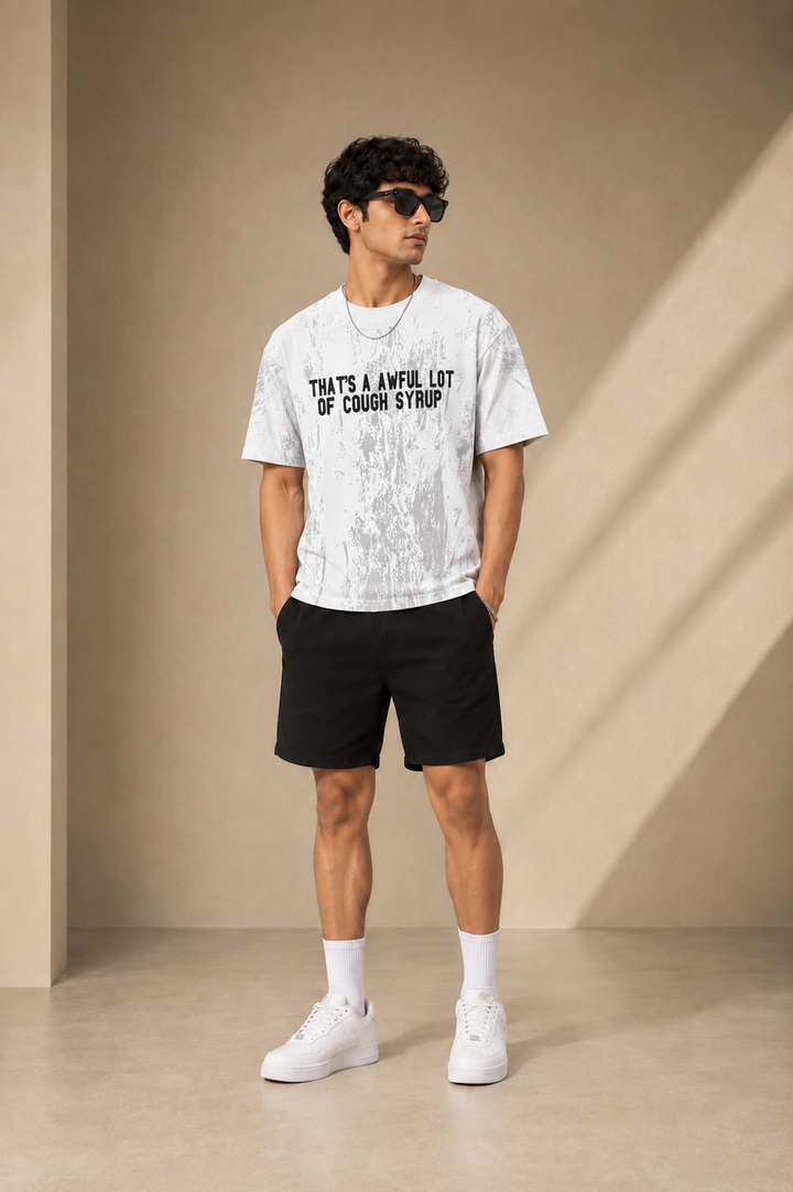 UrbanFit Men's White Graphic Oversized T-Shirt – Premium Streetwear Casual Tee